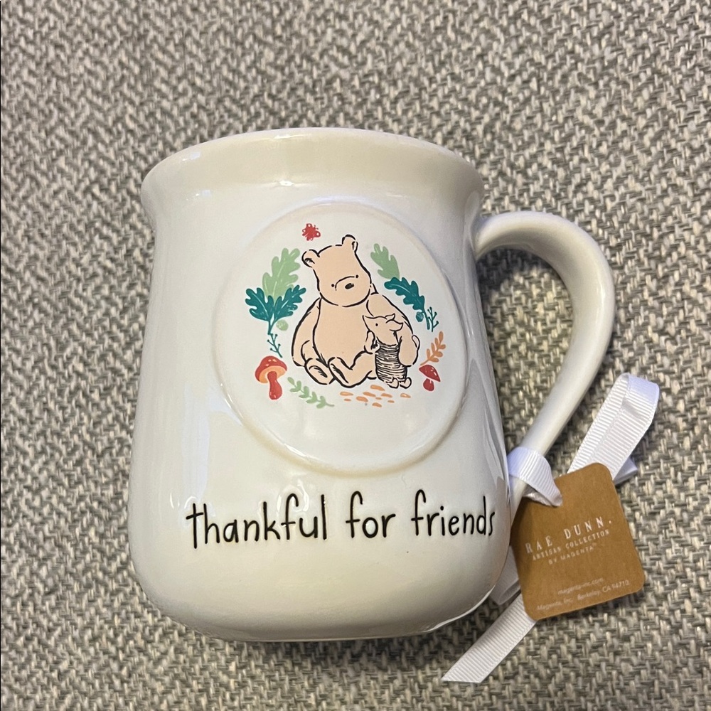 Rae Dunn Cream 'Thankful for Friends' Winnie-the-Pooh Design Mug